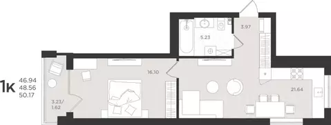 1-к кв. Калининградская область, Светлогорск  (48.56 м)