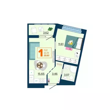 1-к кв. Брянская область, Брянск Московский мкр, Микрорайон Акватория ...