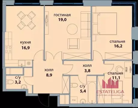 3-к кв. Москва Шелепихинская наб., 34к5 (85.0 м)