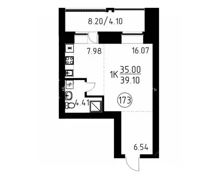 Студия Томская область, Томский район, д. Кисловка, Левобережный мкр ...