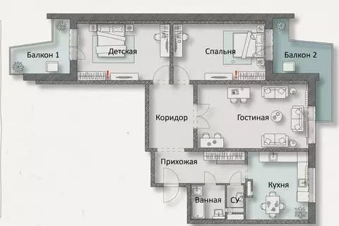 3-к кв. Москва просп. Маршала Жукова, 35К1 (75.0 м)