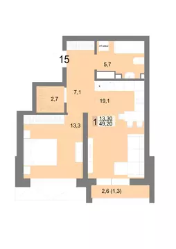 1-комнатная квартира: Екатеринбург, Посадская улица, 26 (49.2 м)