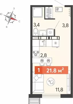 Квартира-студия: Нижнеломовский район, село Кривошеевка (21.8 м)
