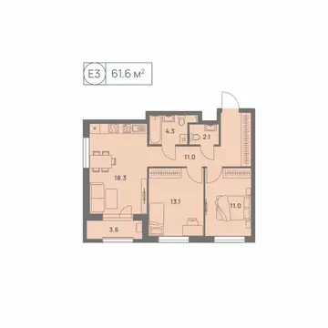 3-к кв. Пермский край, Пермь Трамвайная ул., 27 (61.6 м)