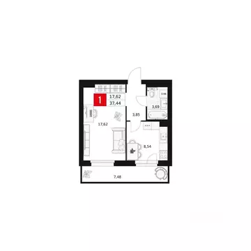 1-к кв. Башкортостан, Уфа ул. Большая Московская, 11 (37.44 м)