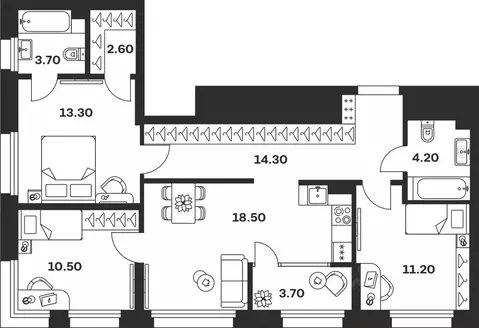 3-к кв. Тульская область, Тула ул. Михеева, 9А (82.0 м)