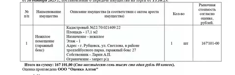Гараж в Алтайский край, Рубцовск ул. Светлова, 27 (17 м)
