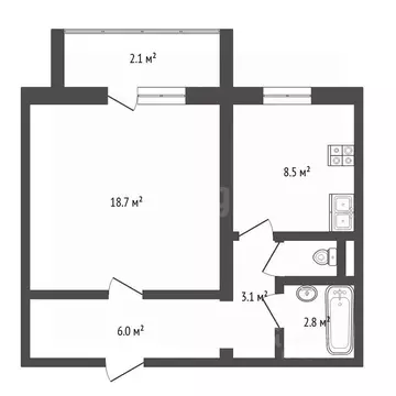 1-к кв. Тюменская область, Тюмень Молодежная ул., 70А (31.6 м)