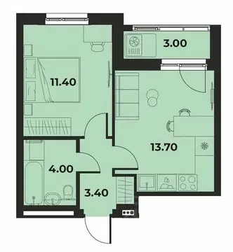 1-к кв. Пермский край, Пермь Верхние Муллы мкр, Сезоны кв-л,  (34.0 м)