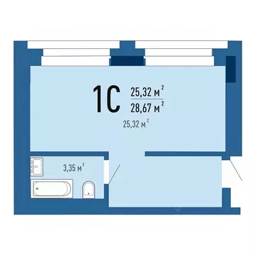 1-к кв. Новосибирская область, Новосибирск Аэропорт мкр,  (28.3 м)