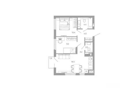 2-к кв. Астраханская область, Астрахань ул. Космонавтов, 18 с/1 (52.9 ...