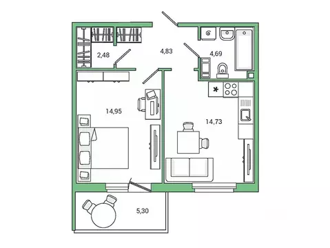 1-к кв. Ленинградская область, Гатчина ул. Чехова, 39 (42.9 м)