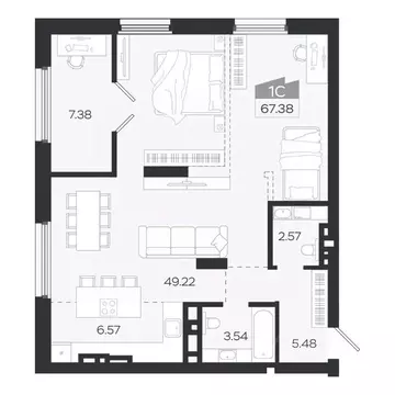1-к кв. Томская область, Томск просп. Ленина, 206В (67.38 м)