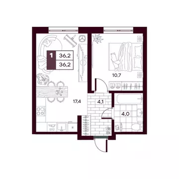 1-к кв. Тюменская область, Тюменский муниципальный округ, д. Дударева ...