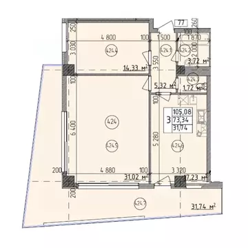 3-к кв. Севастополь ул. Парковая, 5 (105.08 м)