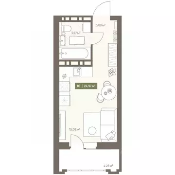 Студия Кемеровская область, Кемерово Московский просп., 23А (24.97 м)