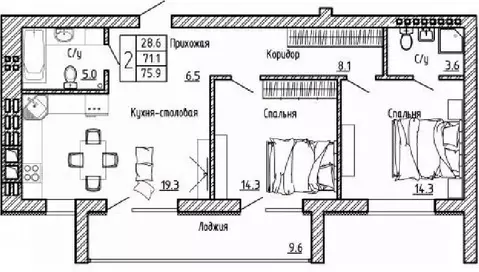 2-к кв. Воронежская область, Рамонский район, с. Ямное ул. Генерала ...