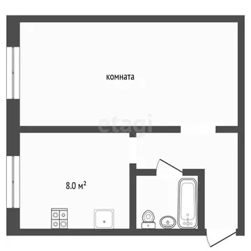 1-комнатная квартира: Онохино, улица Мира, 9 (34.5 м)