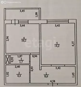 1-комнатная квартира: Оренбург, Салмышская улица, 56 (42.9 м)