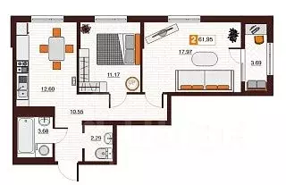 2-к кв. Оренбургская область, Оренбург Северный жилрайон, Фамильные ...