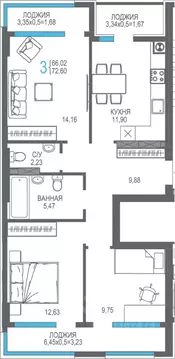 3-к кв. Крым, Алушта ул. Багликова, 27/4 (76.98 м)