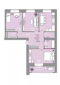 3-к кв. Костромская область, Кострома Калиновская ул., 28А (78.0 м)