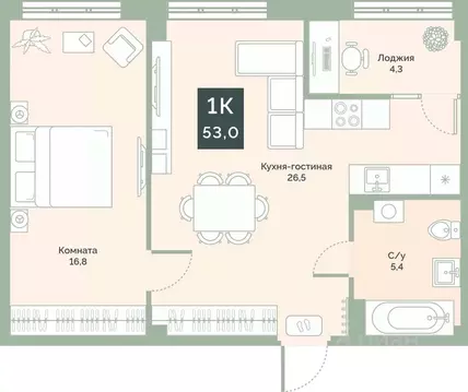 1-к кв. Курганская область, Курган Заозерный жилрайон, 6А мкр, ул. ...