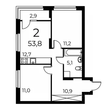 2-к кв. Нижегородская область, Нижний Новгород ул. Коперника, 7 (52.5 ...