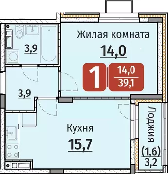 1-к кв. Чувашия, Чебоксары ул. Энергетиков (39.1 м)