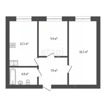 2-к кв. Тюменская область, Тюмень Новгородская ул., 14 (51.5 м)