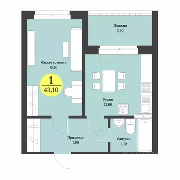 1-к кв. Ставропольский край, Ставрополь Лесная ул., 204 (43.3 м)