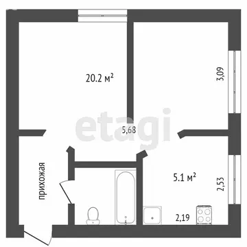 1-комнатная квартира: Челябинск, улица Марченко, 11Б (31 м)