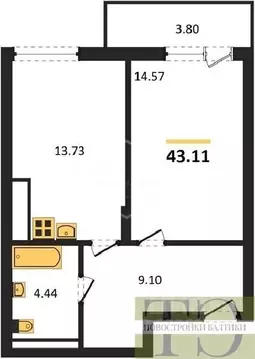 1-к кв. Калининградская область, Гурьевский муниципальный округ, пос. ...