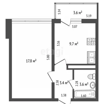 1-к кв. Краснодарский край, Анапа ул. Ленина, 243 (38.1 м)