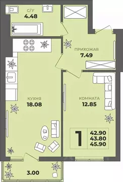 1-к кв. Калининградская область, Калининград ул. Генерала Толстикова, ...