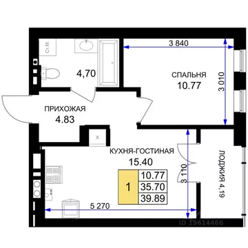 1-к кв. Калининградская область, Гурьевск Включи жилой комплекс (40.5 ...