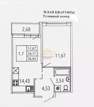 1-комнатная квартира: Бугры, Тихая улица, 3к2 (35 м)