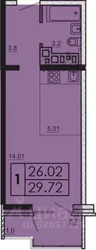 1-к кв. Иркутская область, Иркутск ул. Баумана, 271 (29.72 м)