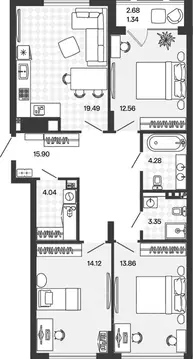 3-к кв. Калининградская область, Гурьевский муниципальный округ, пос. ...