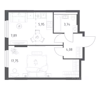 1-к кв. Башкортостан, Уфа ул. Минигали Губайдуллина, 8к9 (39.41 м)