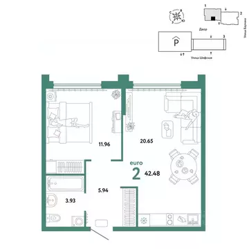 2-к кв. Свердловская область, Екатеринбург ул. Шефская, 22А (42.48 м)
