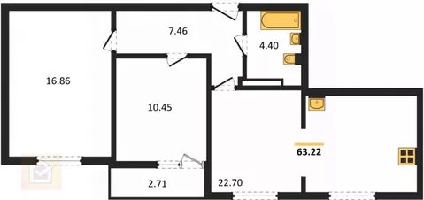 2-к кв. Крым, Евпатория ул. Чапаева, 28 (63.22 м)