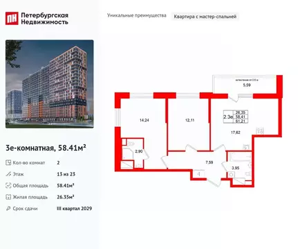 2-к кв. Ленинградская область, Всеволожский район, Свердловское ...