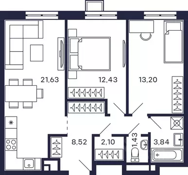2-к кв. Московская область, Красногорск Павшино мкр, Тетрис жилой ...