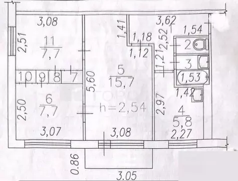 2-к кв. Кемеровская область, Новокузнецк ул. Тореза, 81 (47.3 м)