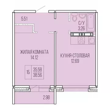1-к кв. Архангельская область, Архангельск Карпогорская ул., 38 (38.56 ...