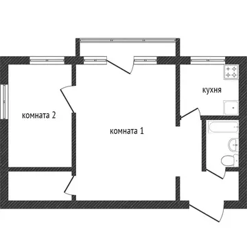 2-комнатная квартира: Златоуст, улица Карла Маркса, 37А (42 м)