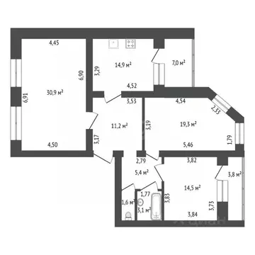 3-к кв. Башкортостан, Уфа Обская ул., 5/1 (100.9 м)