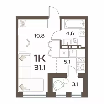 1-комнатная квартира: Владивосток, улица Коммунаров, 15к2 (30.3 м)