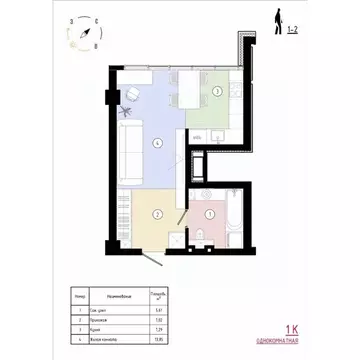 1-к кв. Приморский край, Владивосток Острогорный жилой комплекс (33.97 ...